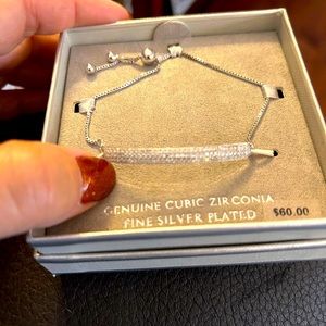 Genuine Cubic Zirconia Fine Silver Plated bracelet.